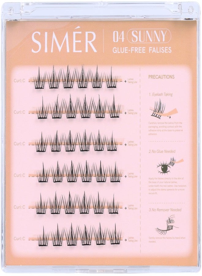 SIMER Self Adhesive Lash Clusters Press On Lashes Natural Eyelash Clusters 9-12mm C Curl Pre-Glued Cluster Lashes No Glue Needed Reusable Wispy DIY Eyelash Extension - Sunflower - Image 1